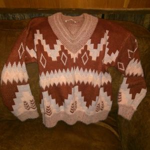 Boutique mohair blend aztec sweater